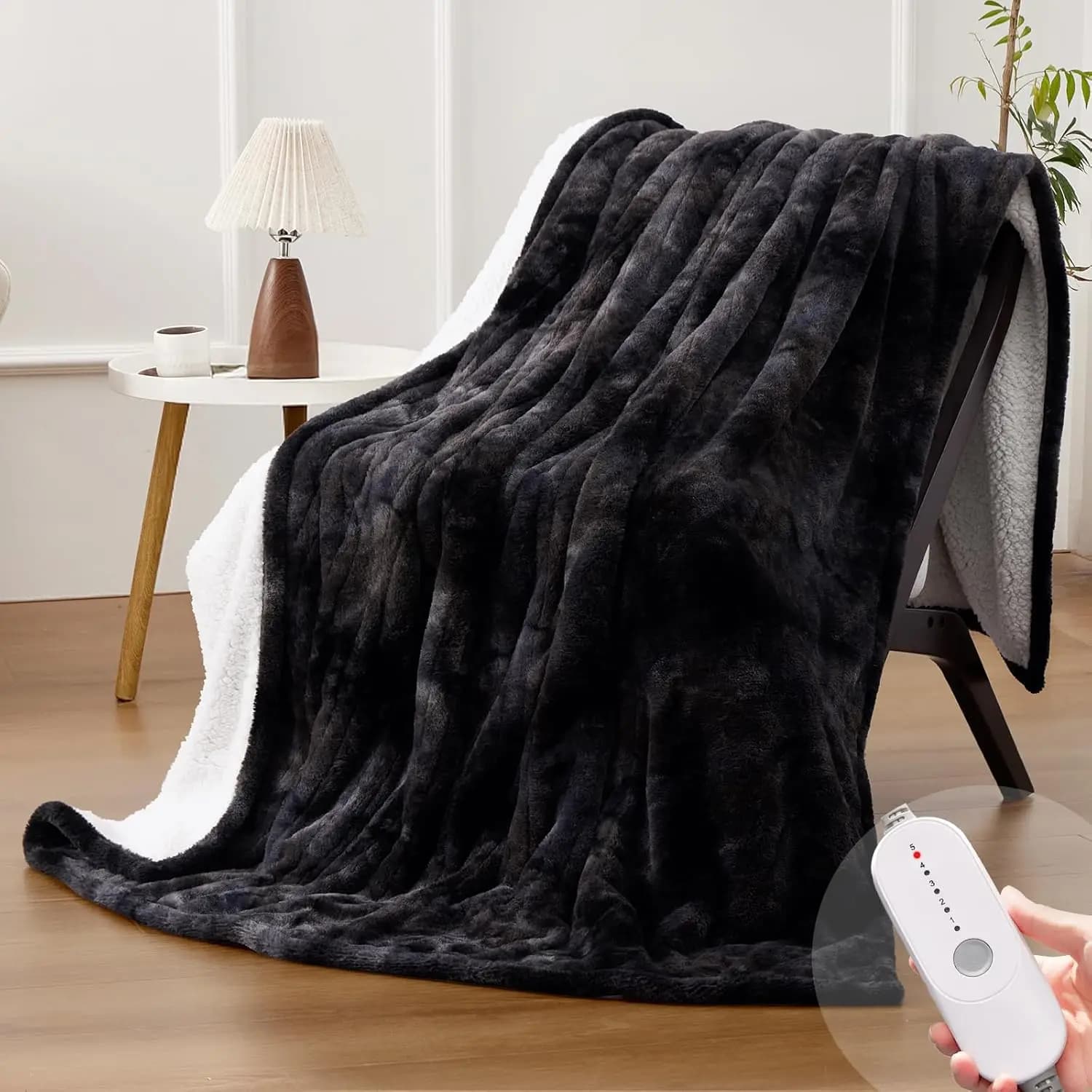Coperta Elettrica Riscaldata con 5 Livelli di Calore, Spegnimento Automatico e Certificazione ETL - Morbida Pelliccia Sintetica per il Calore Invernale
