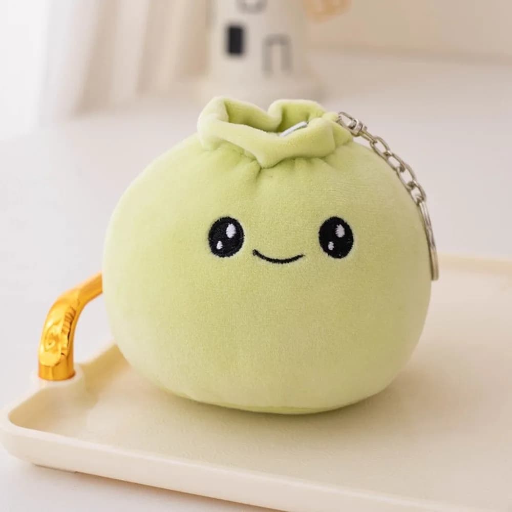 Gifts Steamed Keychain Metal Key Ring Cartoon Facial Expression Stuffed Bag Charm Backpack Accessory Steamed Bun Keychain