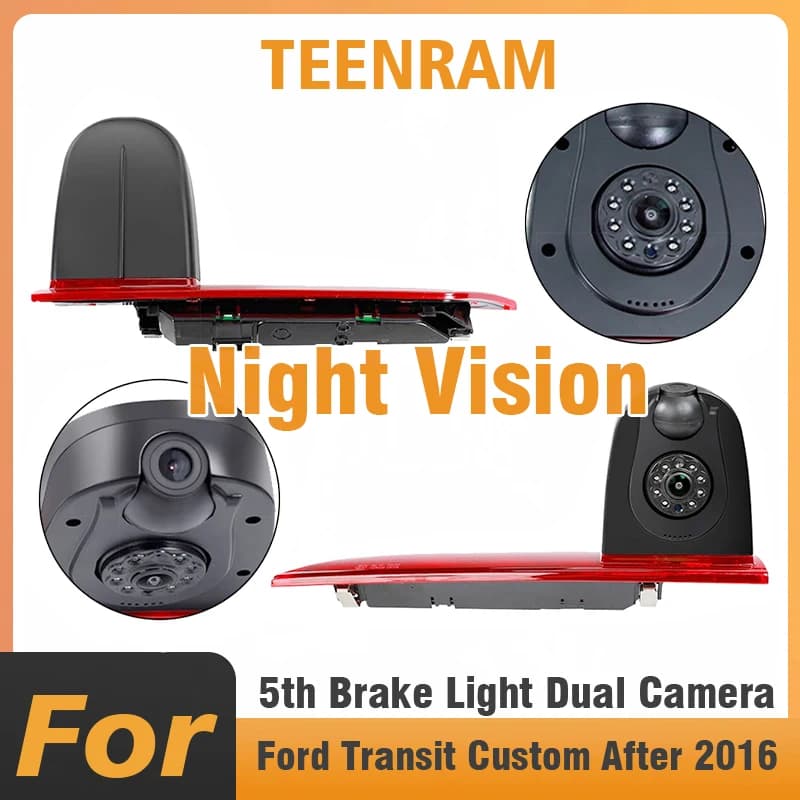 TEENRAM For Ford Transit Custom After 2016 5th Brake Light Dual Camera LED Brake Light Parking Van Brake Light RearView Camera