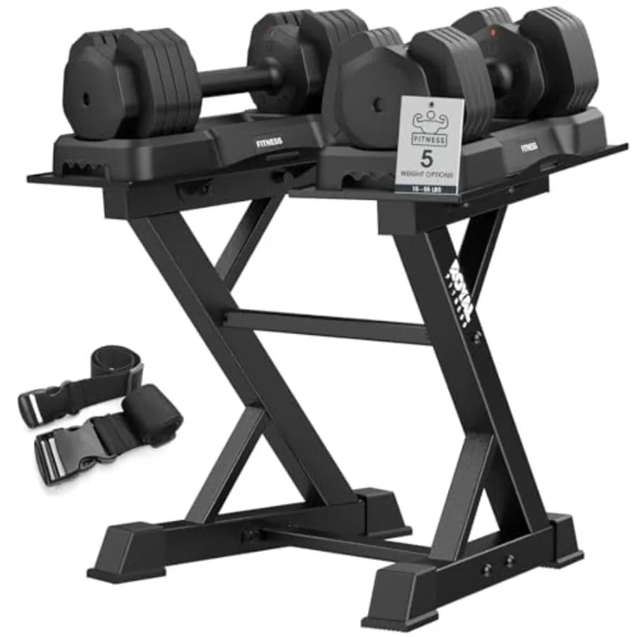 Porta manubri per palestra domestica, per manubri regolabili, in acciaio resistente, nero, salvaspazio, con imbottitura antiscivolo