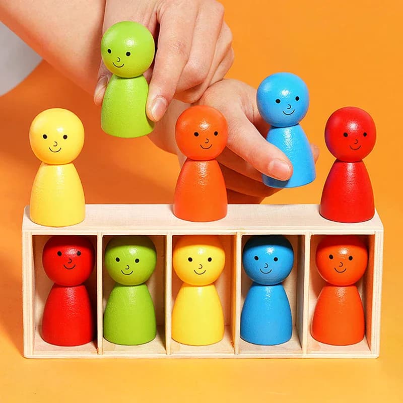 Giochi per famiglie per bambini, gioco di abbinamento colori con bambole in legno con 10 bambole luminose, giochi da tavolo per famiglie, regalo di compleanno, gioco per feste