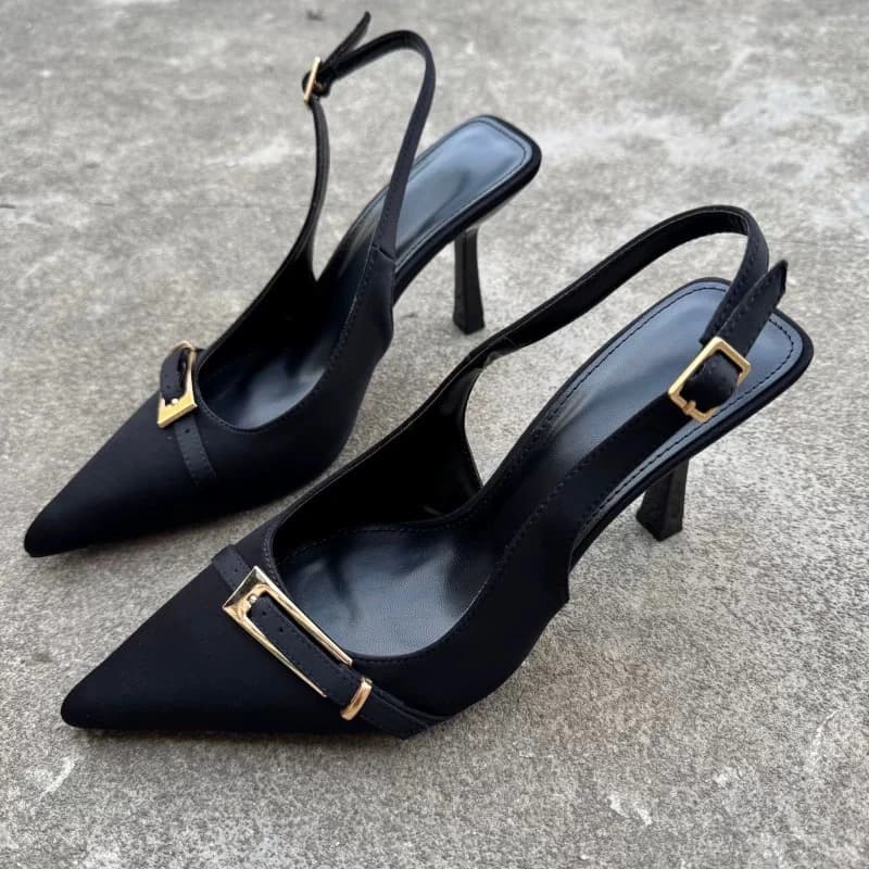 Luxury Metallic Designer Women's Shoes Comfortable Slip-on Stiletto Sandals Spring Outdoor Everyday Shopping Women's High Heels