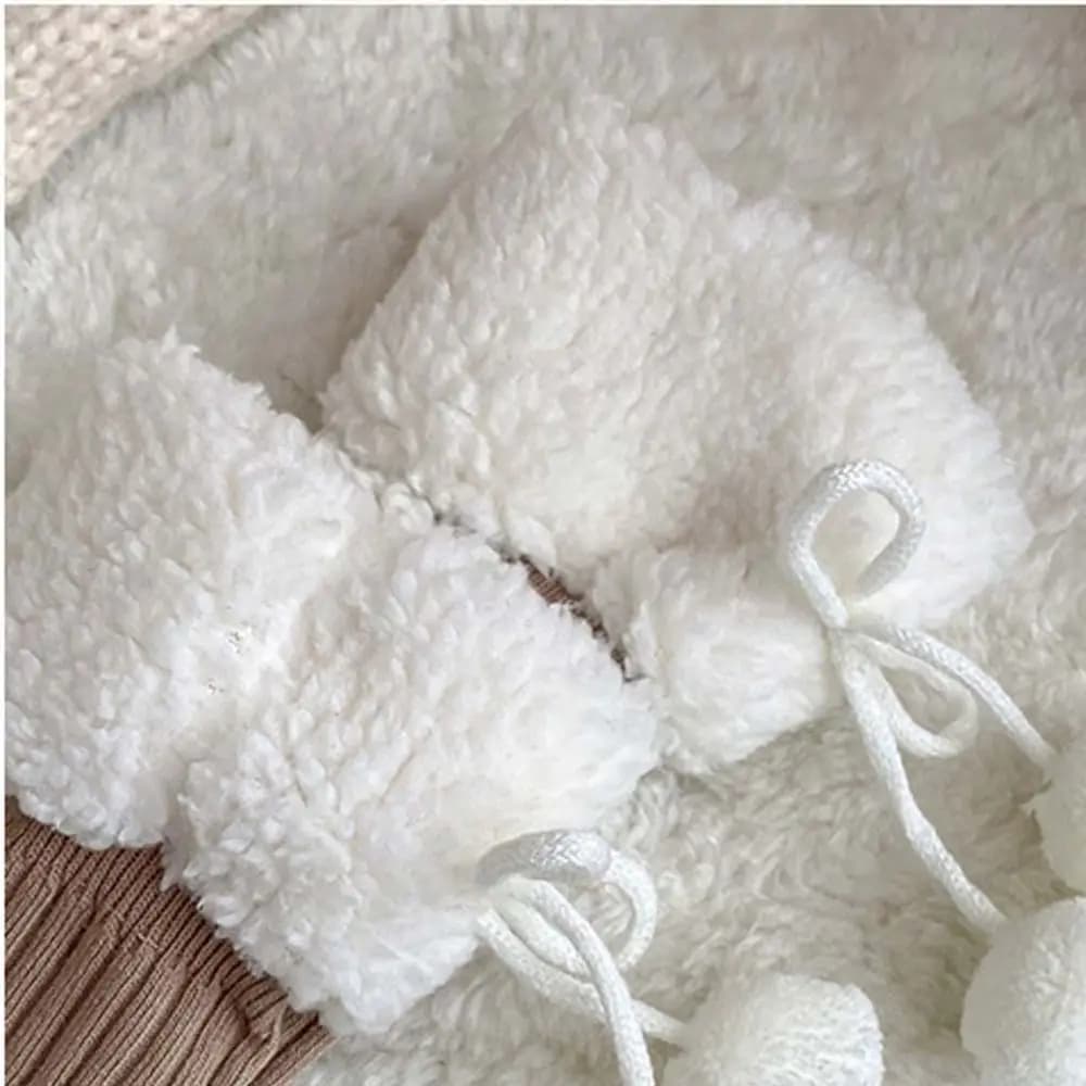 Calze lunghe in lana d'agnello e cotone, stile coreano, con fiocco, per autunno e inverno.