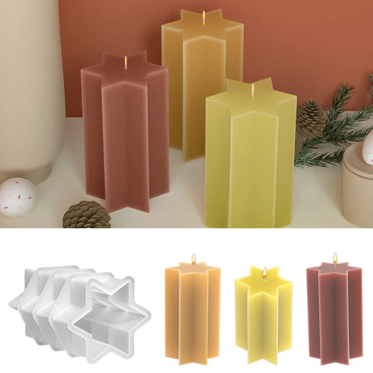 3D colonna esagonale stampo per candele in Silicone geometrico poligono pilastro sapone stampo in resina cioccolato strumento per la produzione di ghiaccio scrivania Art Decor regalo