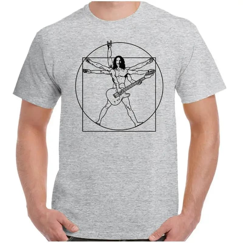 Frank Zappa T Shirt Uomo Divertente Rock Musica Chitarra Elettrica Band Top Vitruviano