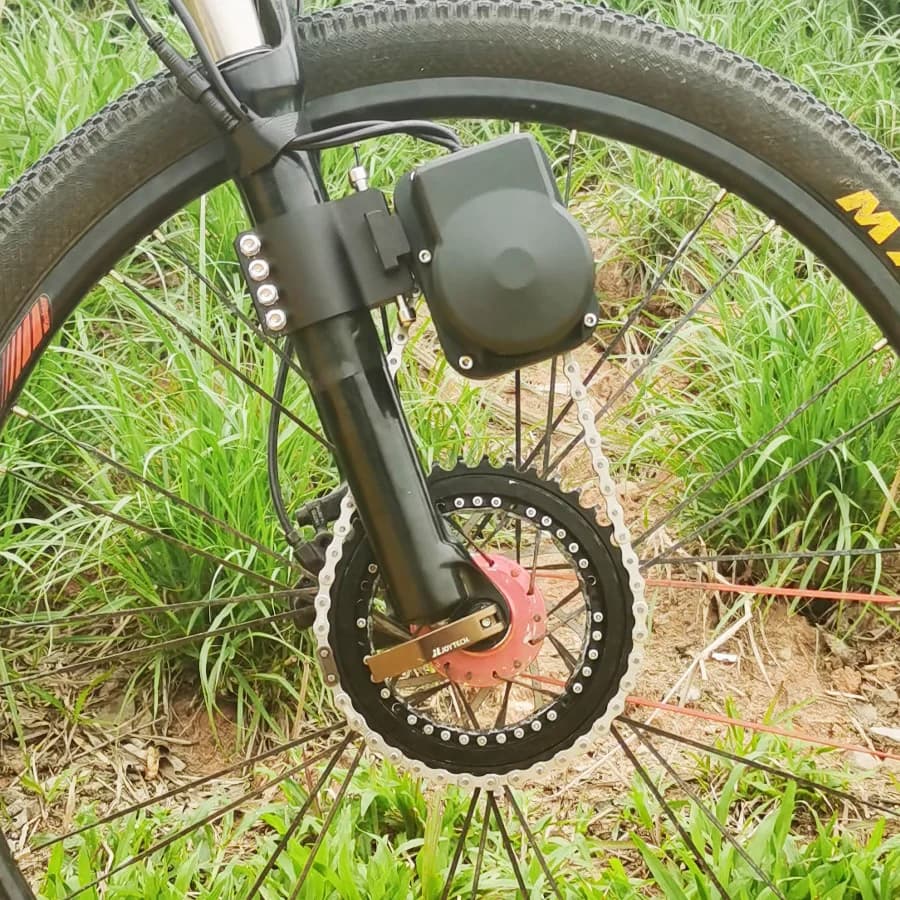 Flash orange power bicycle changed to electric kit mountain bike modified electric booster 48V battery front drive motor