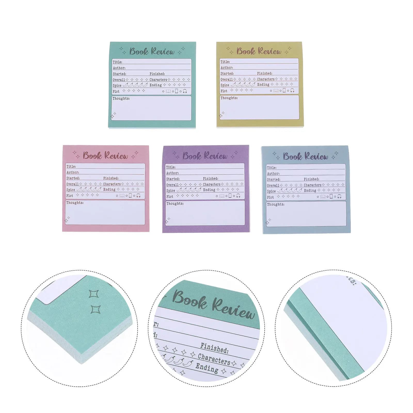 Confezione da 5 Mini Segnalibri Adesivi Colorati per Appunti e Recensioni, 2,4x7,5x0,5 cm, per Diari di Lettura e Forniture per il Journaling