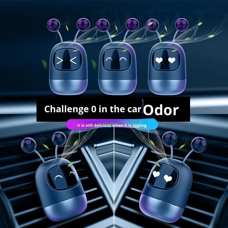 Deodorant for Cars with Clips for Ventilation Bag, Robot Cartoon, USB Powered, Vibration Sensor, Modern Interior Decoration for Auto