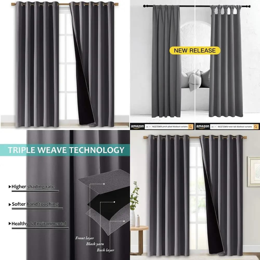 Tende oscuranti insonorizzate a risparmio energetico, coppia per sala da pranzo, con rivestimento isolante, grigie, 70x84 pollici