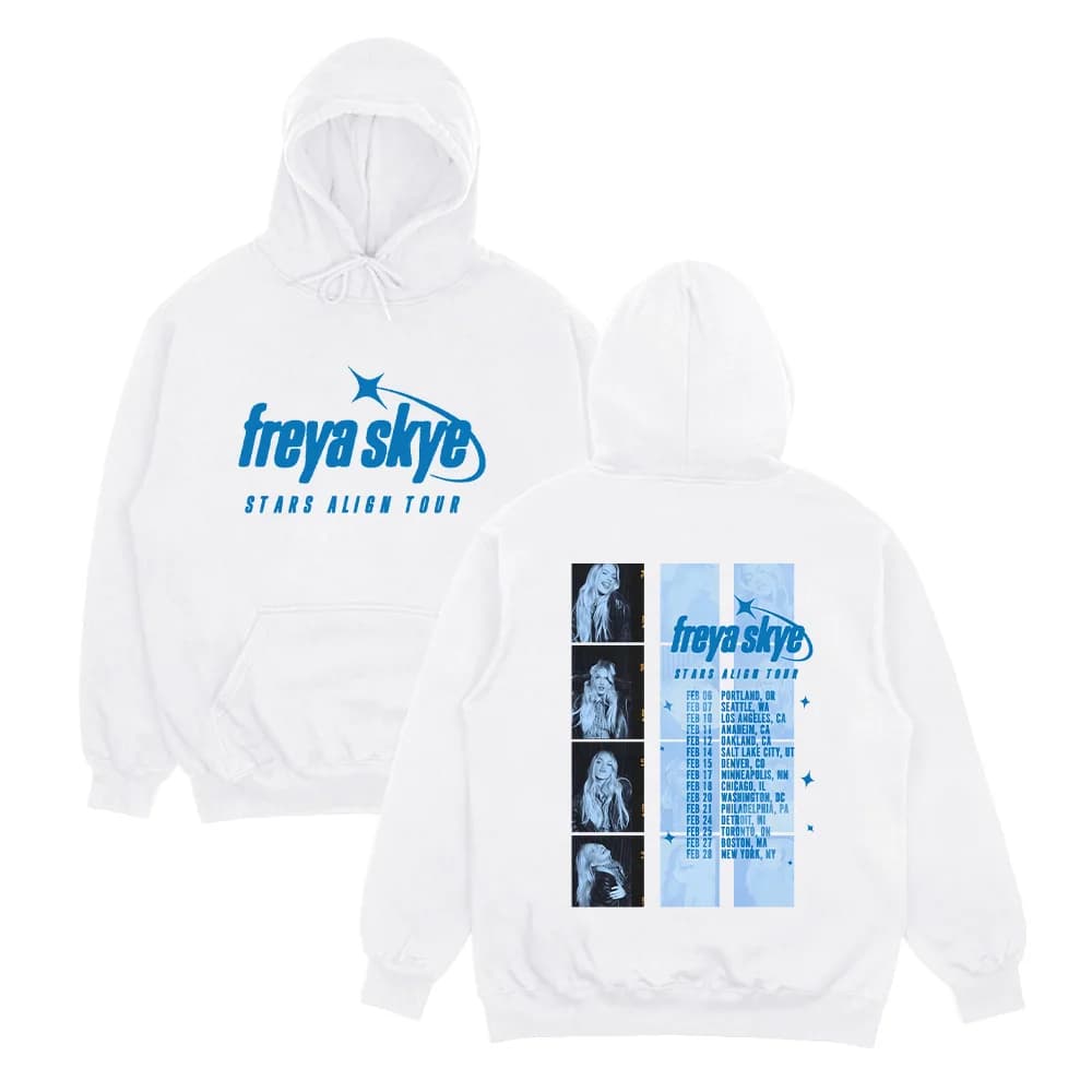 Felpe con cappuccio Freya Skye Stars Align Tour, nuove felpe grafiche alla moda Freya Skye, pullover estetici Harajuku High Street unisex