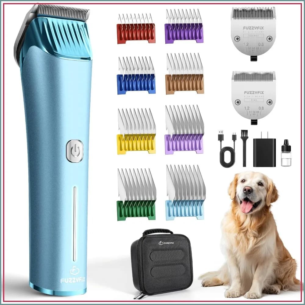 5-in-1 Cordless Dog Grooming Clipper, Adjustable A5 Blade, 2 Speed, Detachable Metal Combs, Professional Pet Trimmer