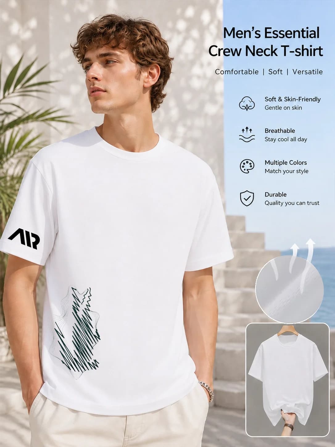 Summer T-shirt for men and women, crocodile fashionable round neck print, breathable and comfortable, designed in Japan
