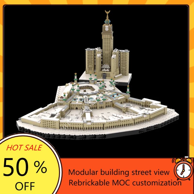 6514PCS Masjid al-Haram Makkah Orologio Torre Reale Modulare MOC Creativo vista stradale Modello Personalizzato Puzzle Educazione FAI DA TE Giocattoli Regali