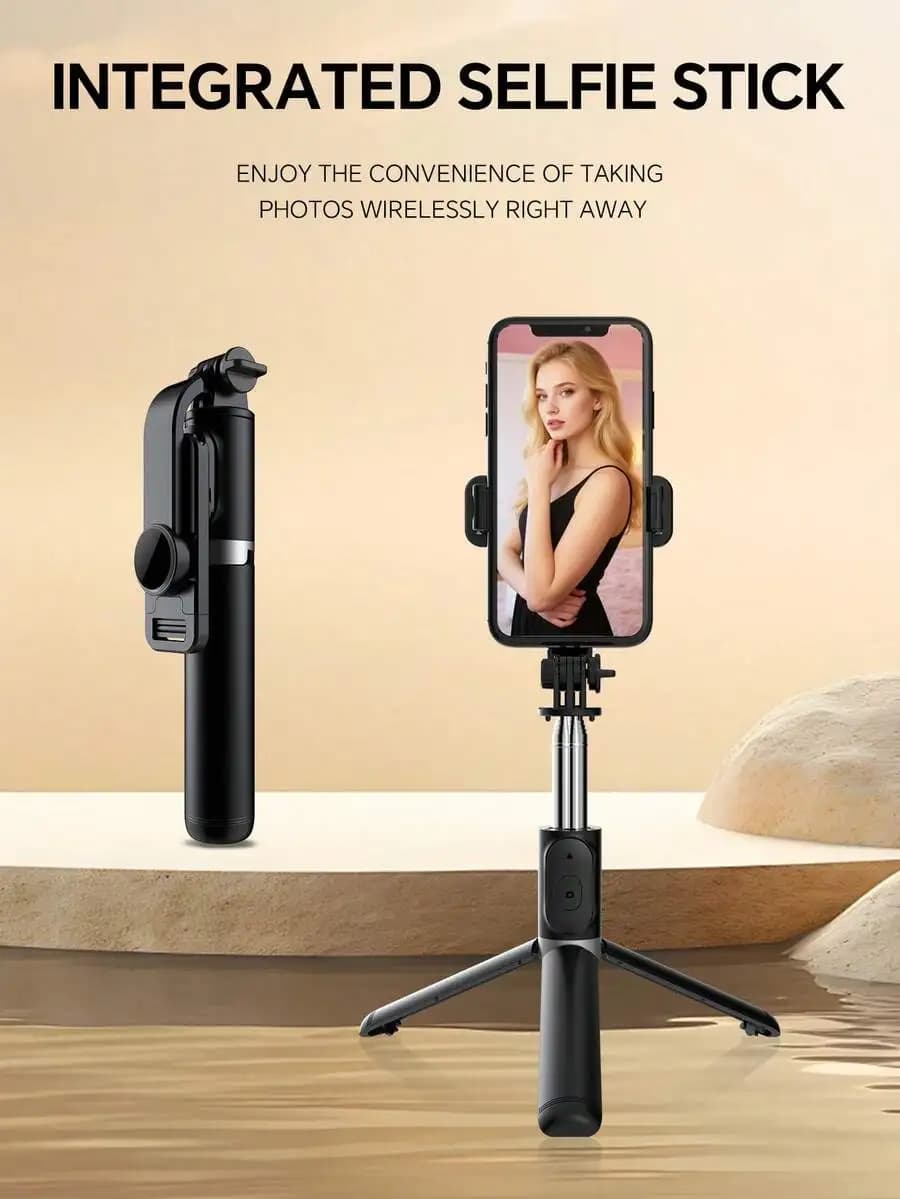 Treppiede da pavimento professionale con selfie stick retrattile da 40 pollici per streaming live, con telecomando wireless, 360° ° Rotazione, design stabile anti-vibrazione. Ideale per vlog di viaggio e live streaming all'aperto. Compatibile con smartphone iPhone/Android per le vacanze estive