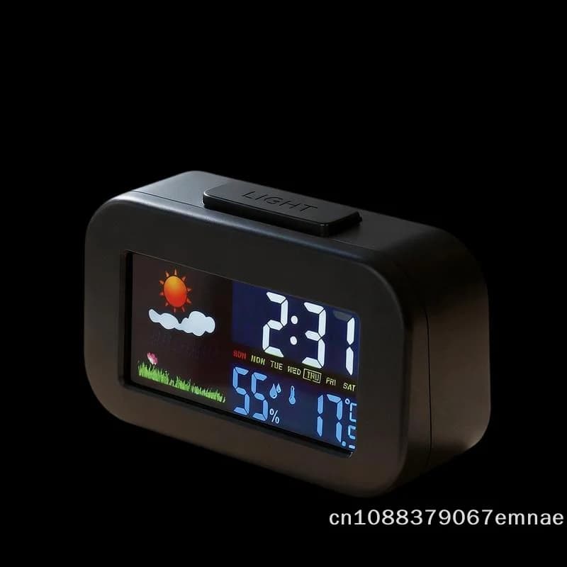 [ZYAS]Orologio con stazione meteorologica e display a colori - Monitor di temperatura e umidità retroilluminato per bambini e ragazzi, perfetto per la camera da letto/dalla scrivania del dormitorio
