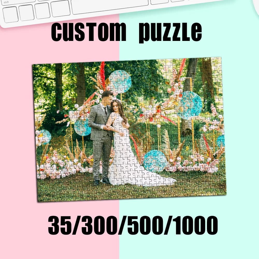Puzzle Fotografico Personalizzato 35/300/500/1000 Pezzi, Foto di Coppia o Matrimonio, Puzzle Fai-da-Te, Ritratto Personalizzato, Regalo di Compleanno