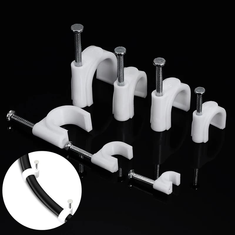 100 pz fermacavi rotondi 4 ~ 16 mm gestione a forma di C nylon chiodi in acciaio al carbonio linea di fascette cerchio filo supporto da parete