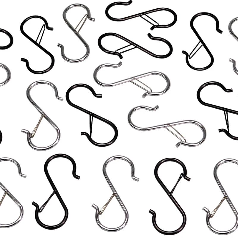 5/10/20 S Hooks Heavy-Duty Metal Hooks with Safety Buckle Design for Hanging Plants Lamps Kitchen Utensils Frying Pans Cookware