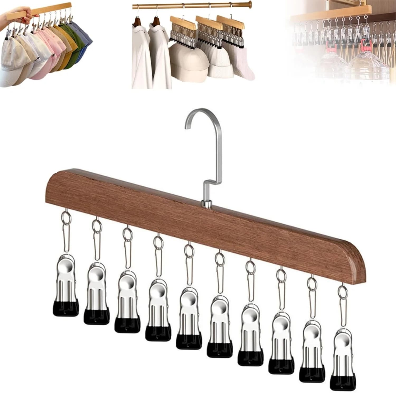 Organizer for Armadio with 10 Clips, Spare Hat Holder, Clothes rack for Jeans, skirts, socks and trousers