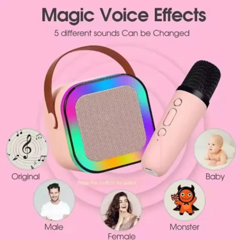 K12 Karaoke Machine Portable Bluetooth 5.0 PA Speaker System with 1-2 Wireless Microphones Home Family Singing Children's Gifts