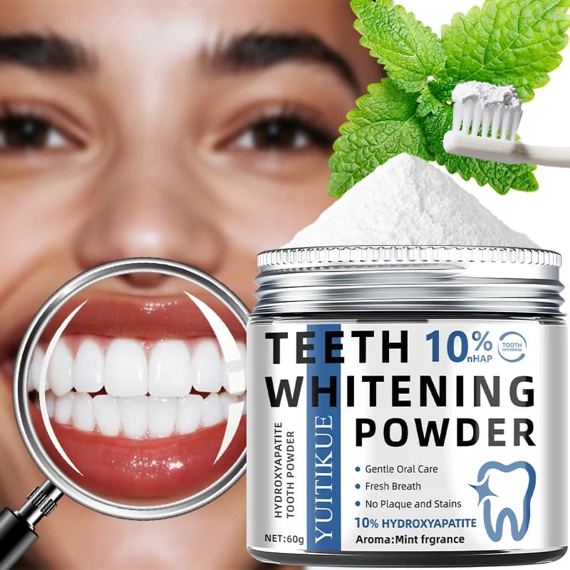 White teeth cleaning powder, deep cleaning and polishing, whiten teeth in 5 days, portable, suitable for everyday use and travel