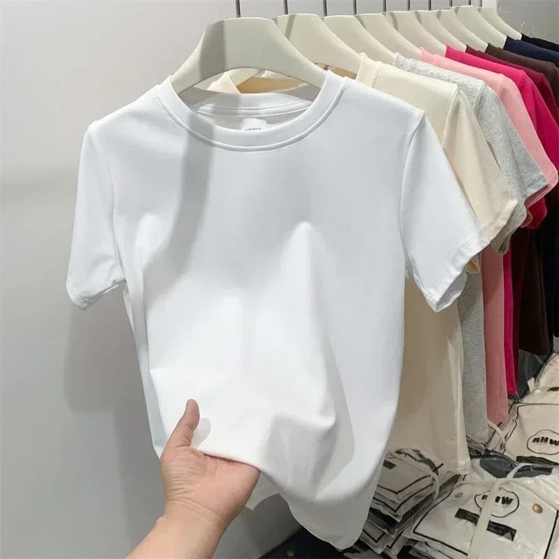2026 Plus Size Summer T Shirts For Women High Quality Solid Casual Female Korean Streetwear Unisex Basic Solid Young Cool Tops