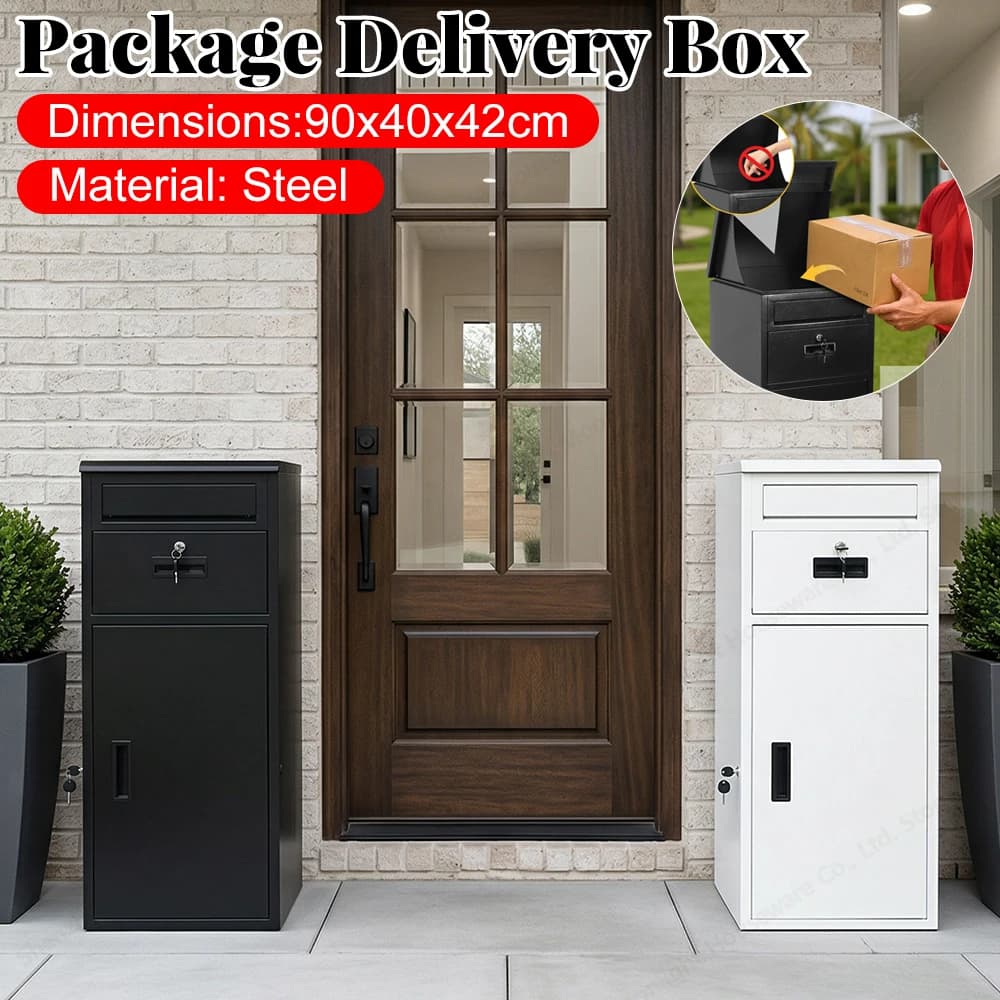 Exterior Storage Container with Lock, Safe Box for Delivery Packages, Anti-rust Container for Mirrors
