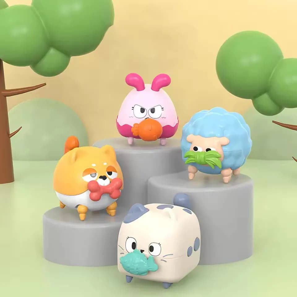 An animal of cartoons that can walk from pulling a rope and wrap a spring, a fun geometric educational toy for children
