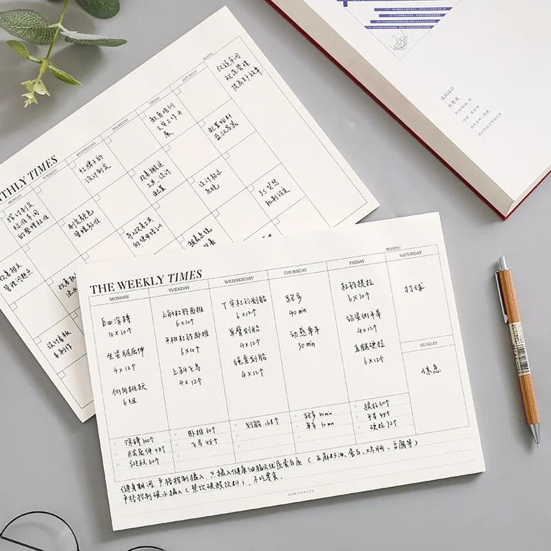 Agenda Settimanale e Mensile Non Datata, Quaderno per Pianificazione, Planner per Studio, Cancelleria Coreana, Articoli per Ufficio e Scuola