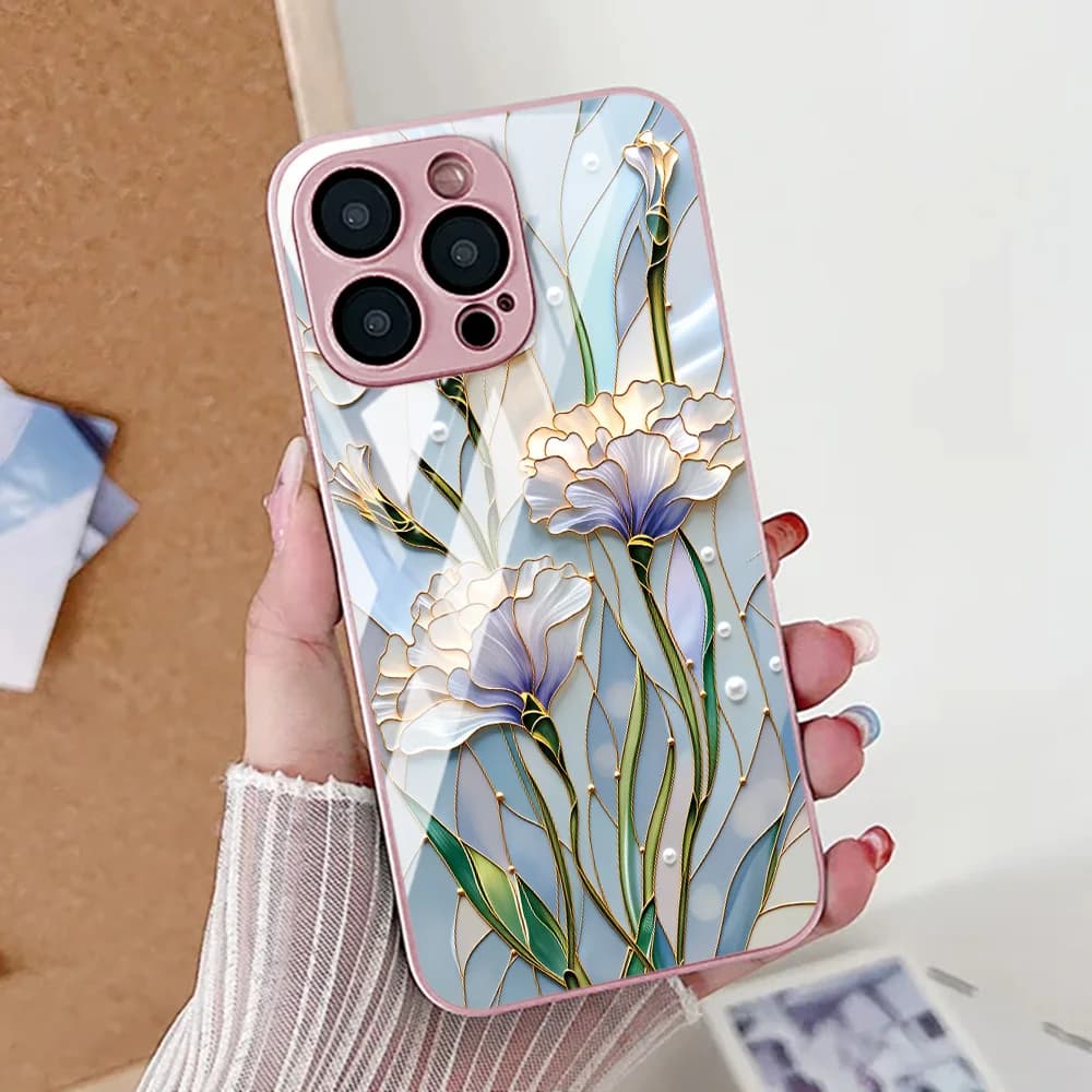 Lotus Flower Phone Case for iPhone 16 Pro iPhone 17 14 13 11 12 15 Pro Max Air 16E XR XS 8 7 Plus SE Tempered Glass Cover