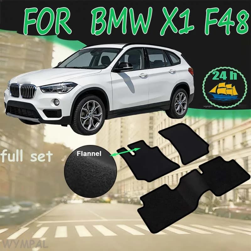 Flannel Velour rugs set for BMW X1 F48 SUV (2015-2019) -Black