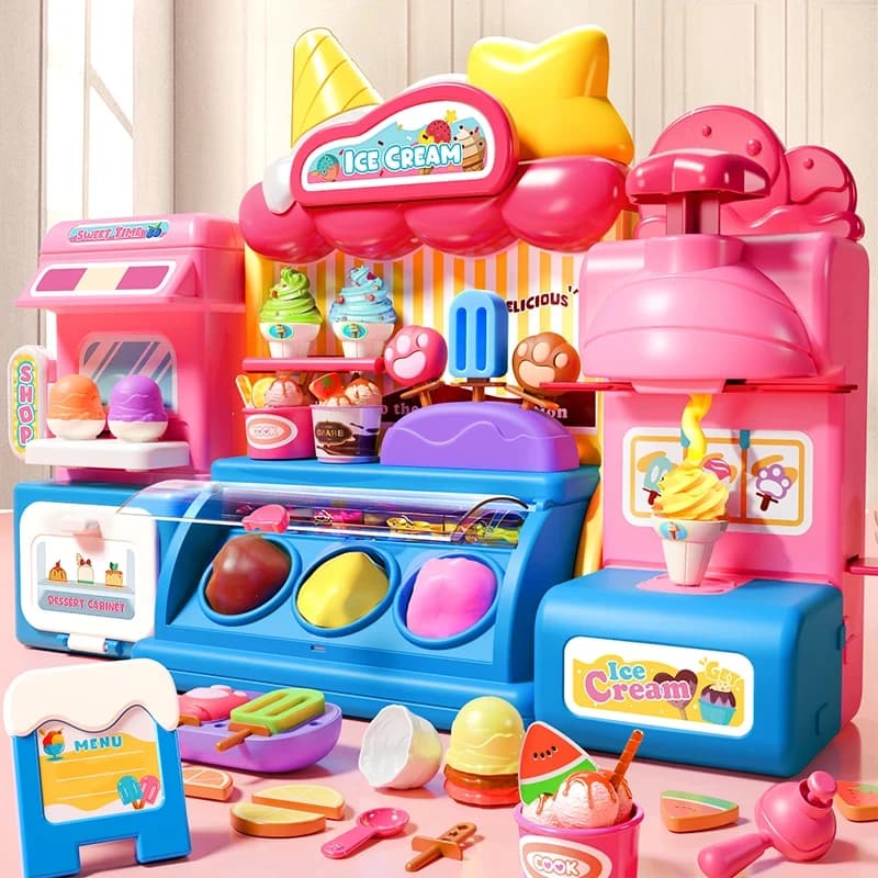 Giocattoli per Gelato per Bambini, Macchina per Pasta Colorata con Musica e Luci, Gioco di Imitazione Cibo per Bambini dai 3 Anni, Regali per Supermercato dei Bambini