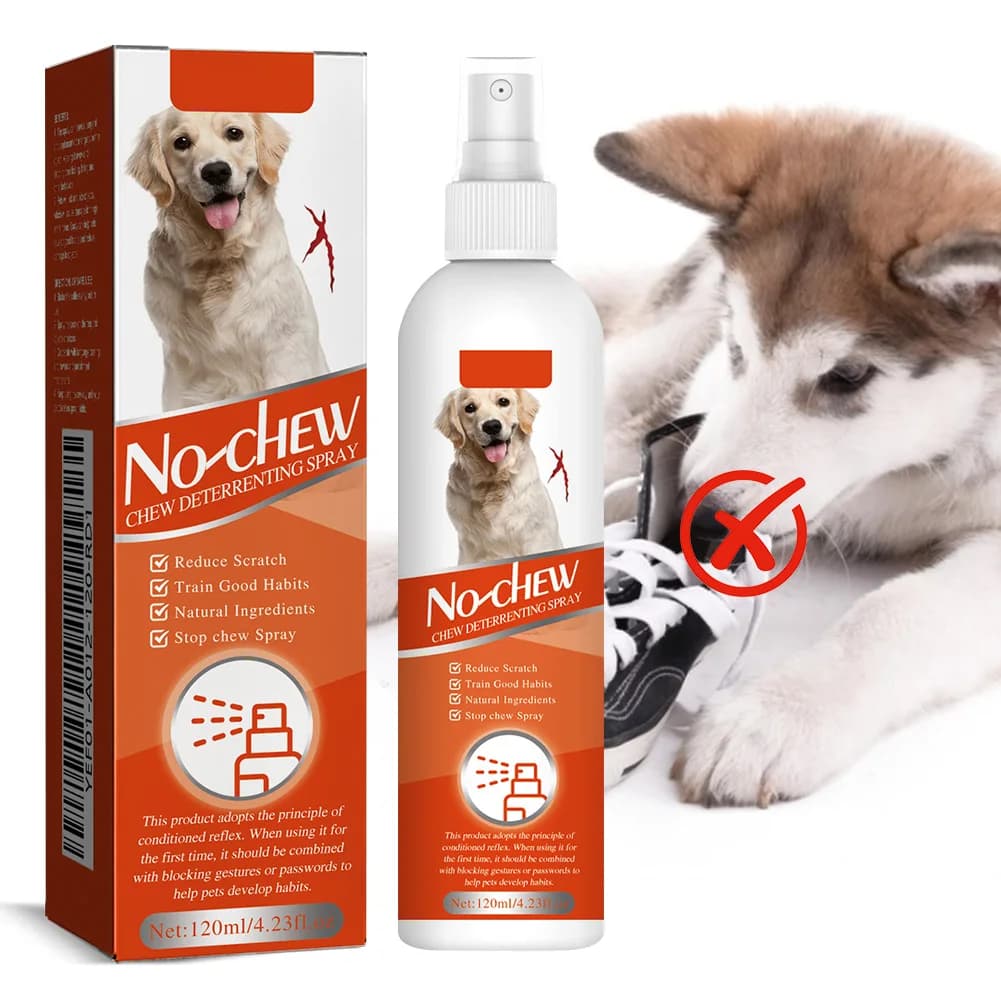 Spray Anti-Morso per Cani 120 ML, Spray al Gusto di Mela Amara, Deterrente per Animali Domestici, Spray Amaro Senza Alcool, Ausilio per l'Addestramento e il Comportamento dei Cani