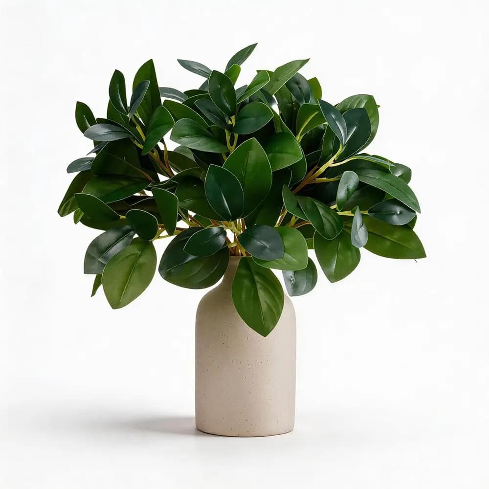 12 Inch Artificial Indoor Eucalyptus Plant with Vase, Cream White Greenery for Home Decor, Suitable for Bathroom, Living Room, K