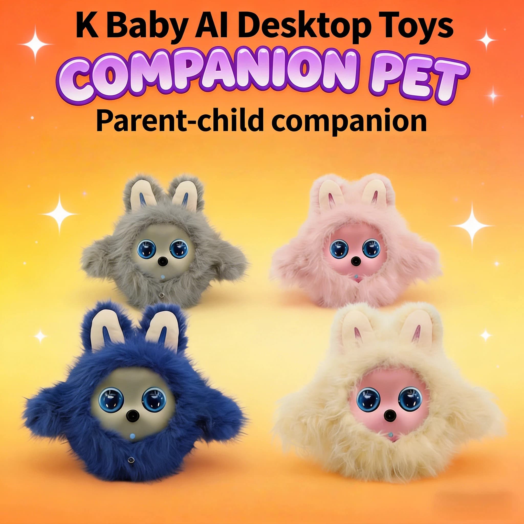 Robot Compagno Interattivo AI KBaby, Coniglio di Peluche Elettronico, Giocattolo da Scrivania per Bambini, Regalo Genitore-Figlio