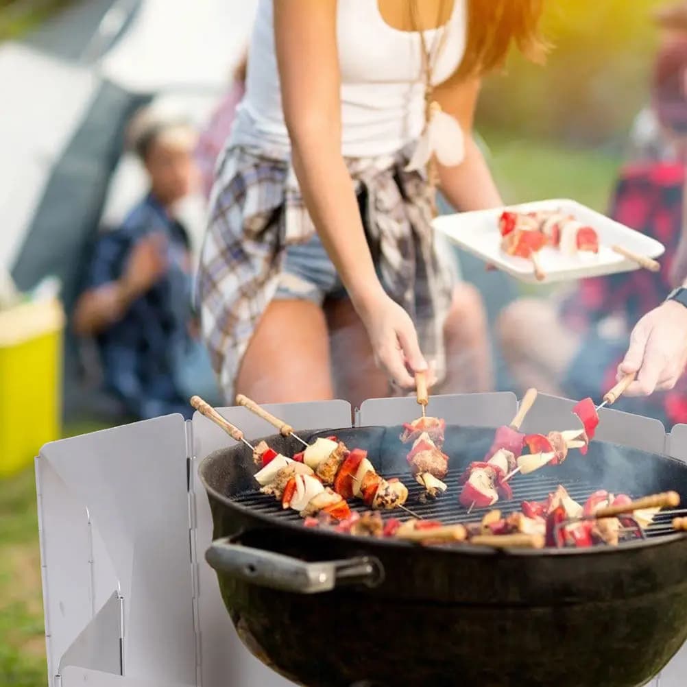 Paravento Pieghevole per Fornello da Campeggio, Protezione Antivento per Barbecue in Lega di Alluminio, Resistente alla Corrosione, Facile da Pulire, Stabile