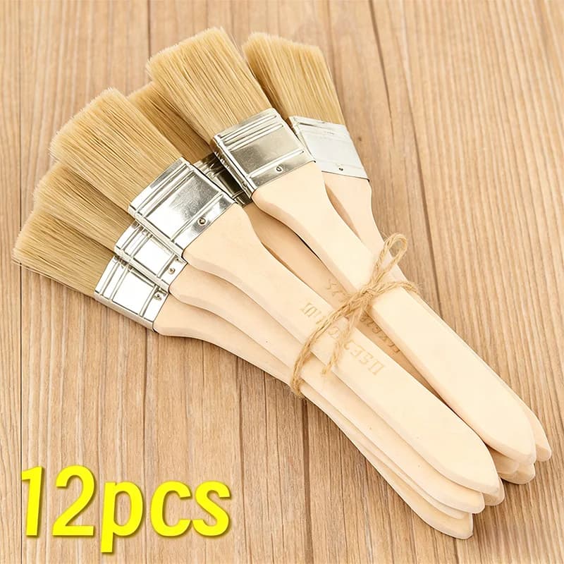 Set di pennelli professionali da 1-24 pezzi con manico in legno per pareti, mobili, verniciatura domestica, vernici, gessi, strumenti per la pulizia