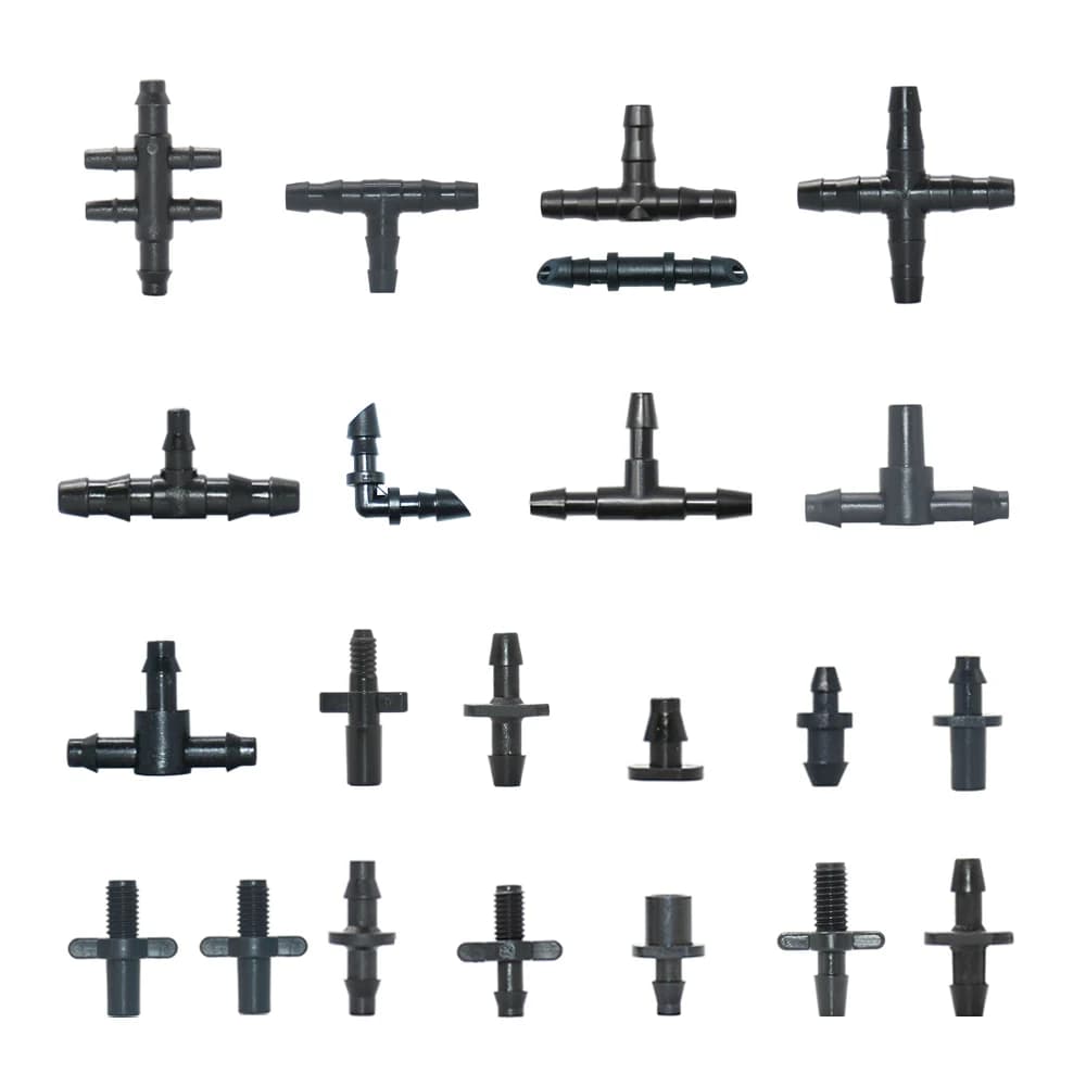 Connettori per tubi da giardino 1/81/4 "Pinato Tee Gomito Cross End Plug Accoppiamento Sistema di irrigazione a goccia Raccordo per tubo da 3/5 4/7mm