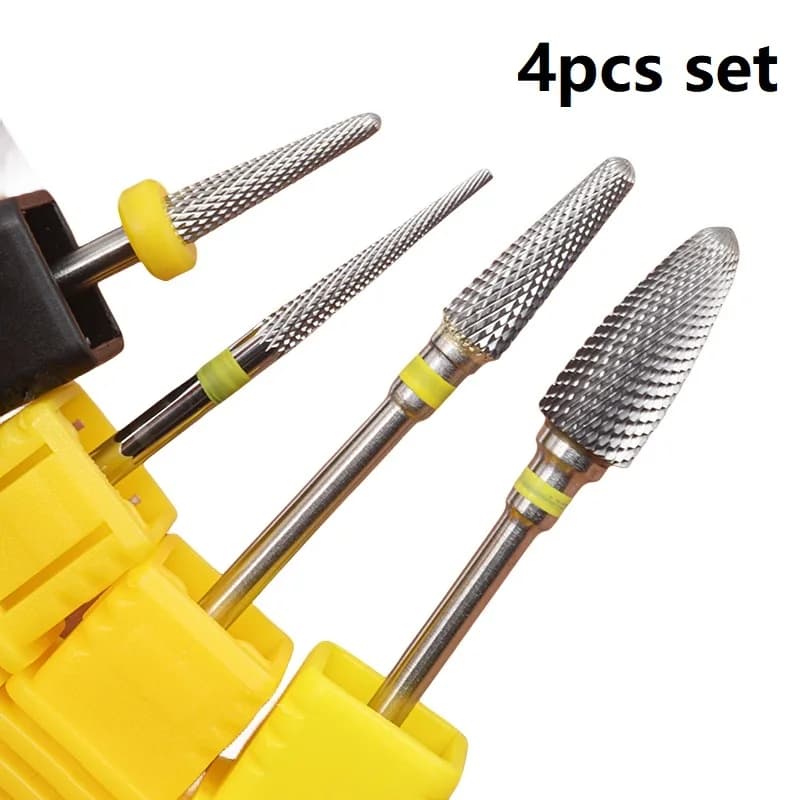 Set di 4 punte per fresa per unghie in carburo di tungsteno per la rimozione dello smalto gel, kit professionale per fresa per unghie per unghie acriliche, durevole ed elegante