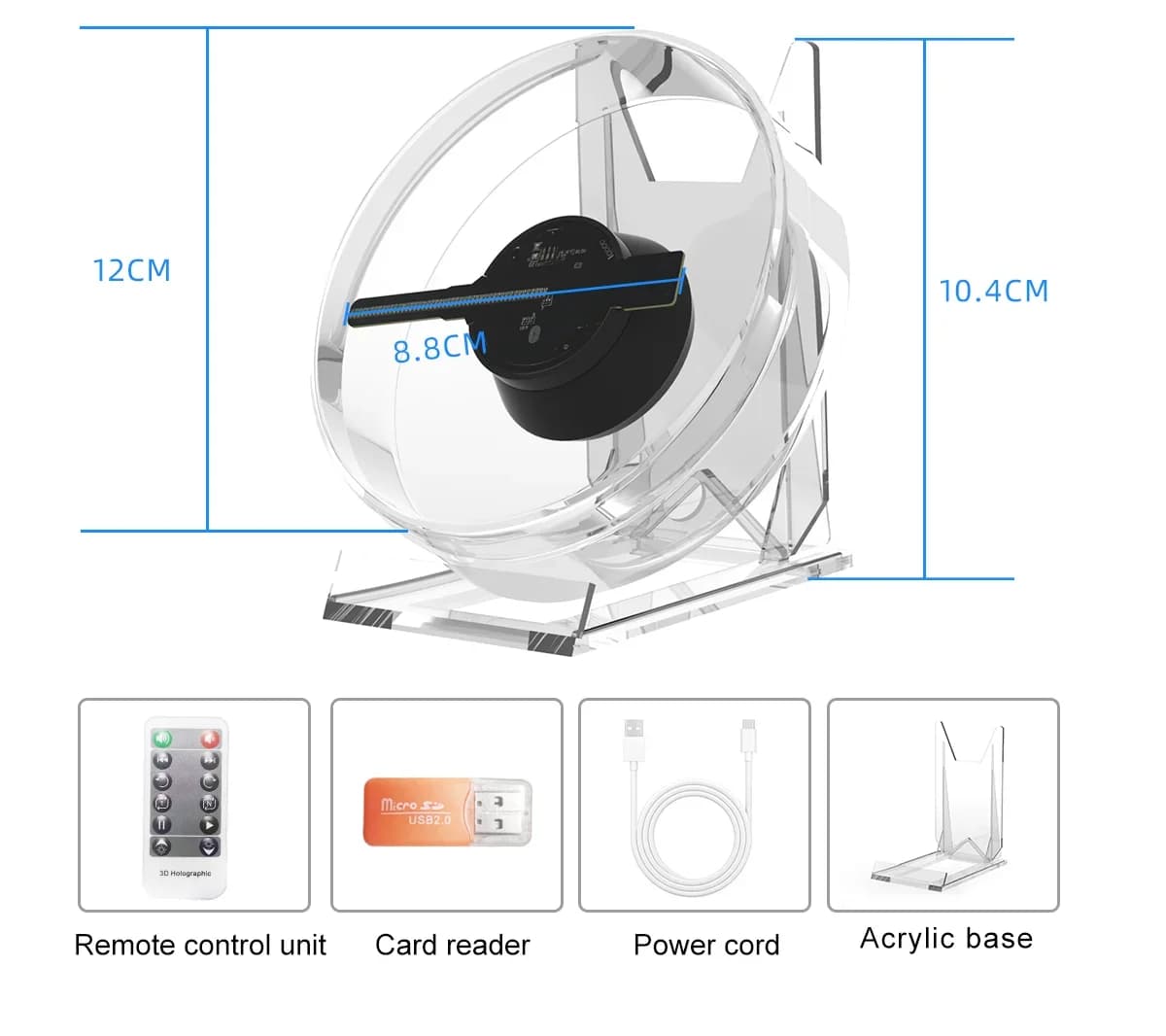 1PC USB Alimentato 12 centimetri 3D Ologramma Ventilatore Mini Proiettore Pubblicità Display Luce per Natale Festival Festa Atmosfera Decor