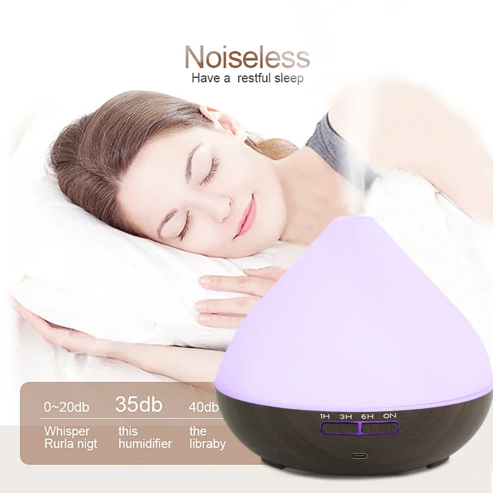 Umidificatore Intelligente a Ultrasuoni da 550ML, Diffusore di Oli Essenziali con Telecomando, LED Colorati, 6 Oli Omaggio, Silenzioso per il Relax