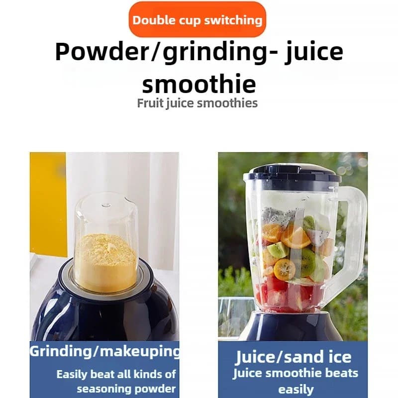 Frullatore Multifunzione da Casa con 4 Lame, Batteria da 3000mAh, Tritaghiaccio, Alta Efficienza di Spremitura, Utensile da Cucina 1.2L