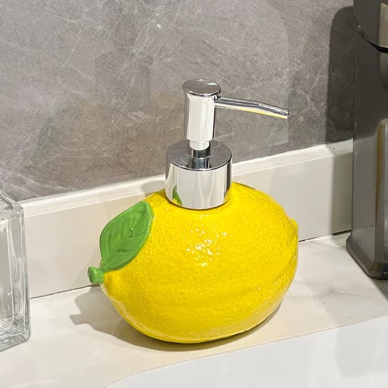 Dispenser di sapone in ceramica al limone Bottiglia di erogazione Hotel Lavaggio a mano Shampoo Gel doccia Press lozione Bottiglia dispenser di shampoo