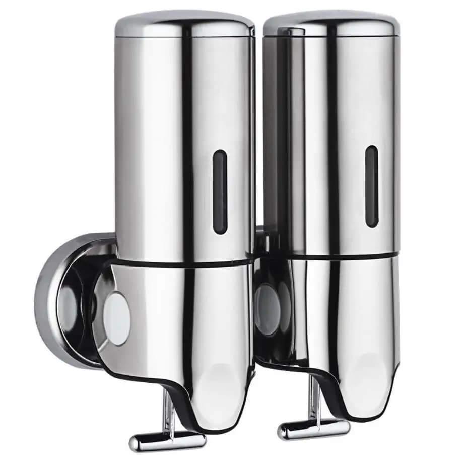 Stainless Steel Soap Dispenser - Wall-Mounted, Manual Pressurized Shower Gel Dispenser, Electrically Plated Soap Box for Hotel