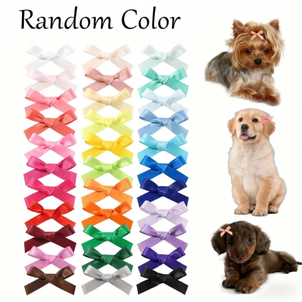 10/20 fermagli per capelli con fiocco per animali domestici carini: accessori per toelettatura a colori casuali, decorazioni alla moda per cani e gatti