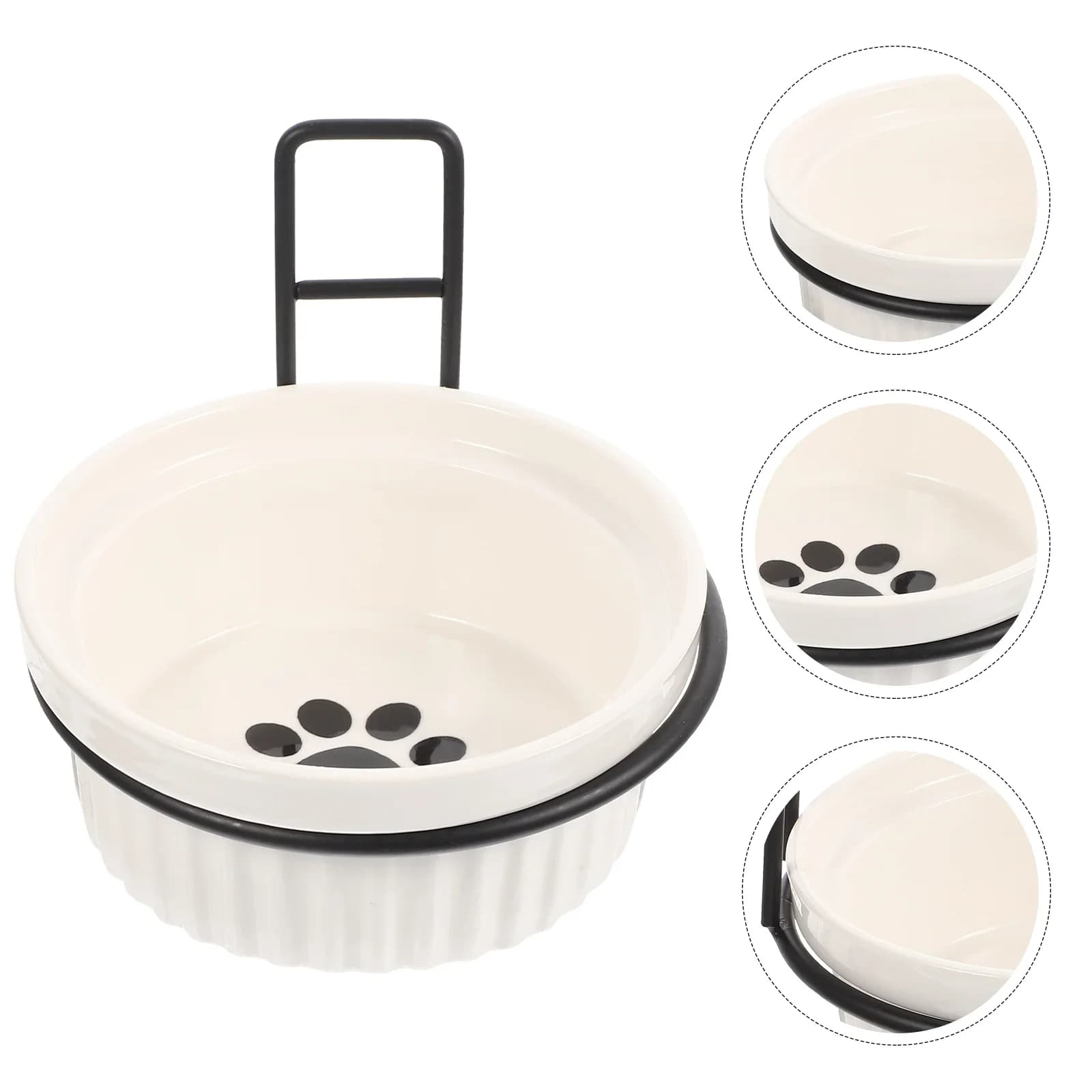 Ciotola per alimentazione per animali domestici in ferro ceramico Design sospeso Altezza regolabile Ciotole per cibo per cani Piatti per gatti Montaggio a parete Accessori per prodotti per animali domestici
