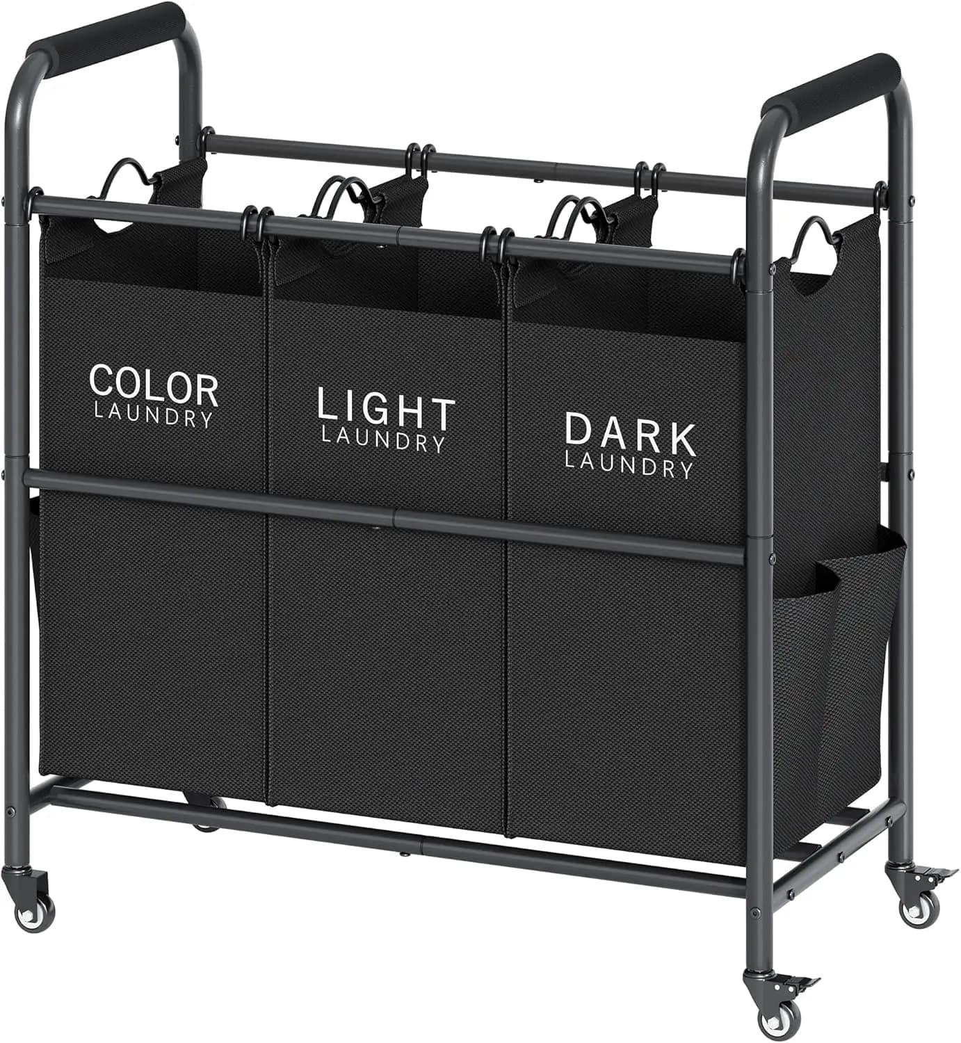 Shopping Cart 3 Parts with Wheels Lockable, Removable Bags for Dress Conservation, Black