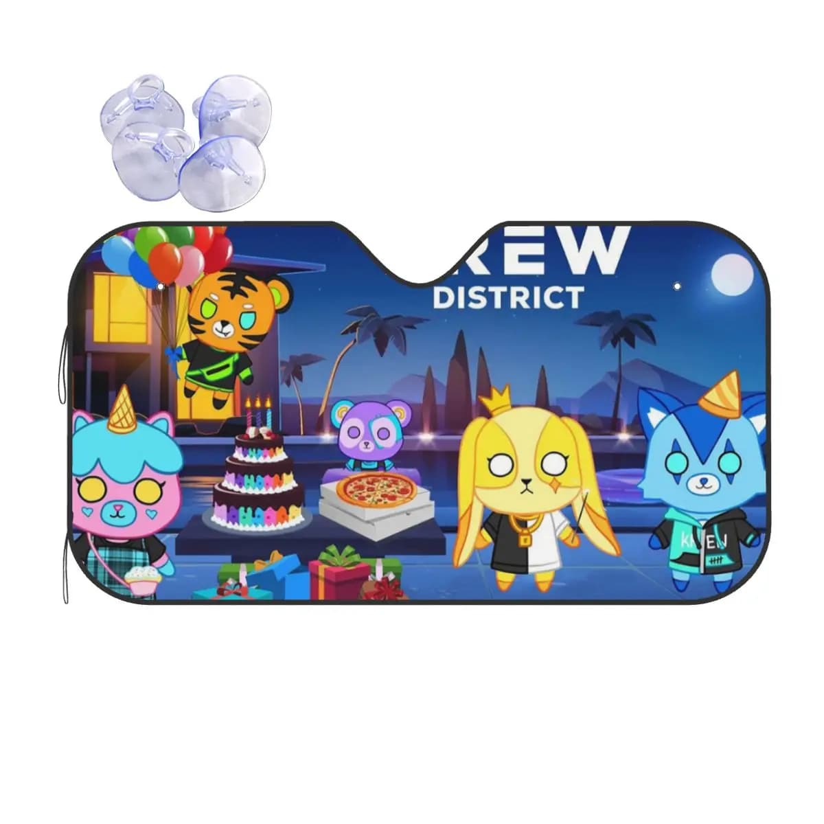 Cartoon ItsFunneh Krew District Parasole Parabrezza Parabrezza anteriore per auto Finestra Visiera parasole Accessori Coperture