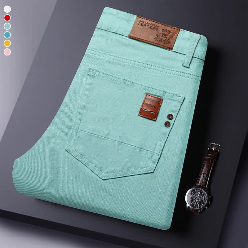 Jeans colorati elastici da uomo autunno 2025 Pantaloni in denim tinta unita aderenti casual traspiranti Pantaloni moda coreana