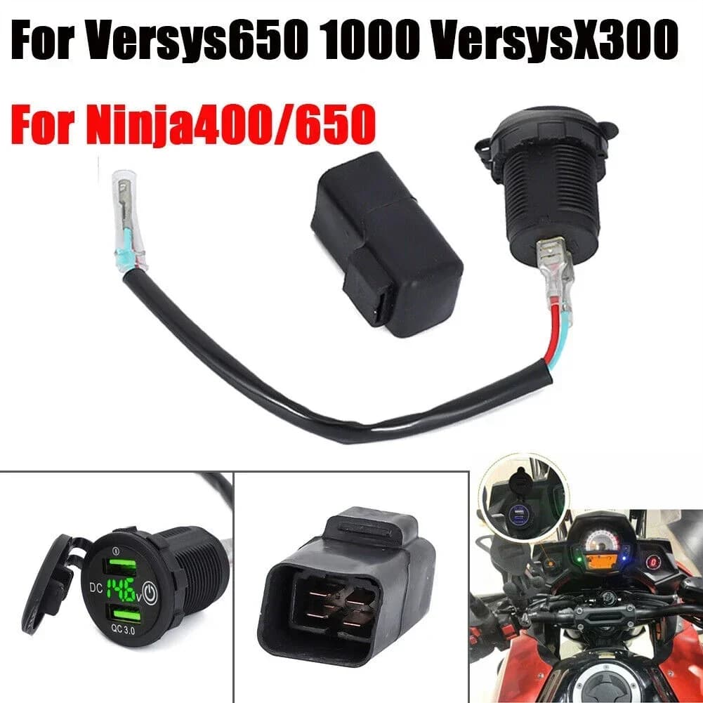 Per Versys650 1000 X300 per Ninja650 400 Quick Charge 3.0 Dual USB Charger Plug Socket adattatore di alimentazione Type-C